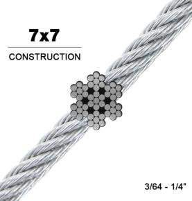 7x7 Stainless Steel Wire Cable For Crimping Loop Sleeves 